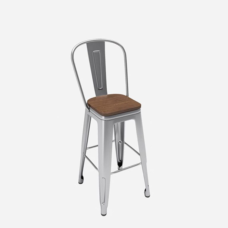 Metal Footrest with Wooden Seat