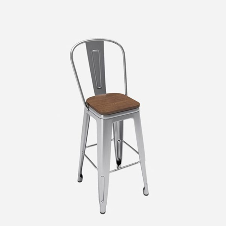 Metal Footrest with Wooden Seat