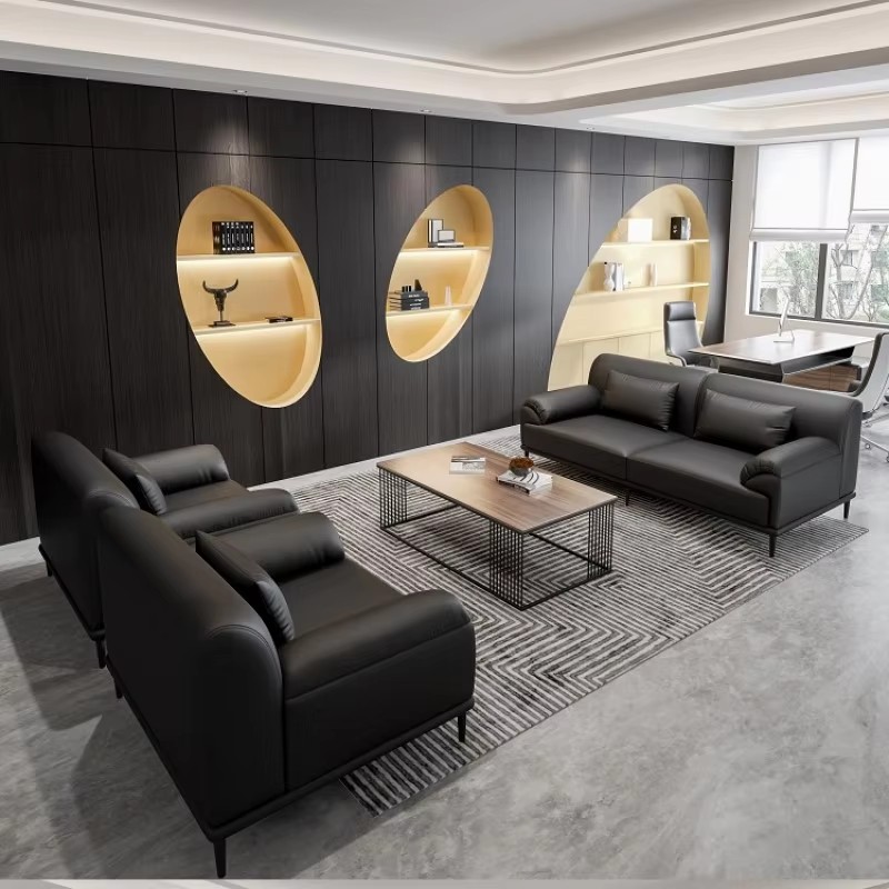 Luxury Black Leather Sofa Sets