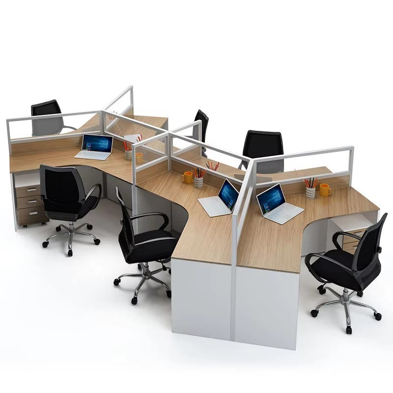 Four person screen office desk