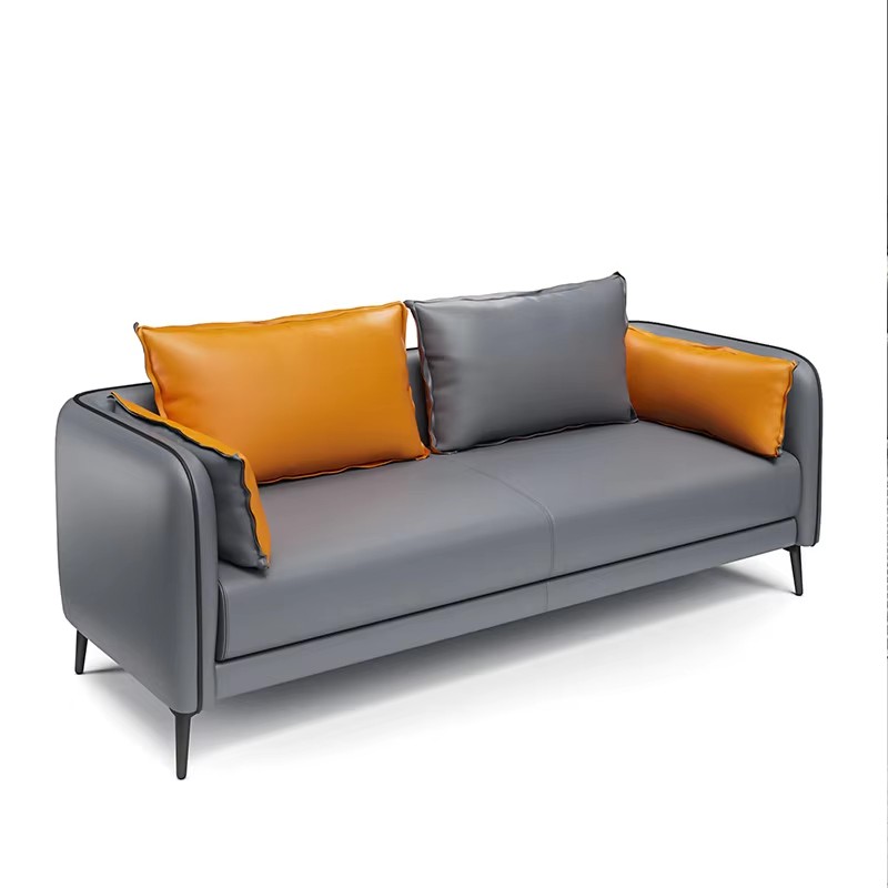 Grey orange color office reception sofa