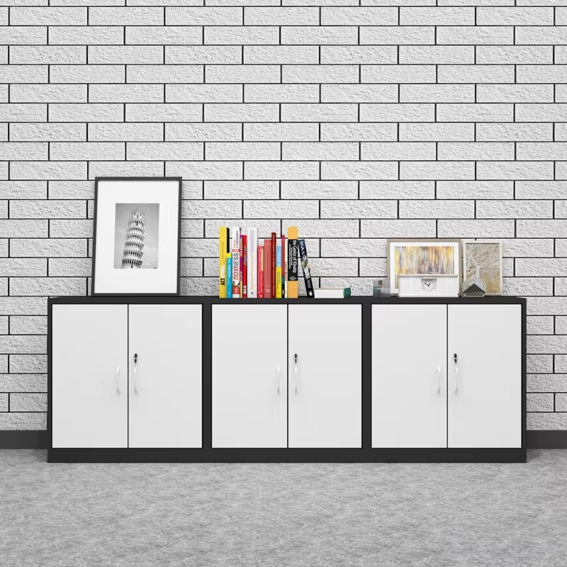 Black and white double-door three-cabinet set