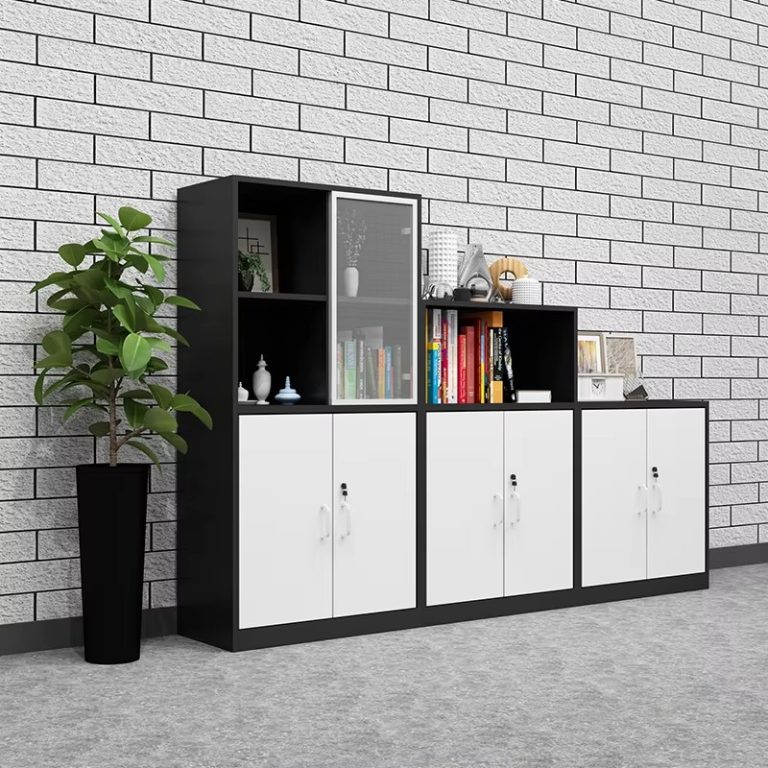 Black and White Modular Office Storage Cabinet