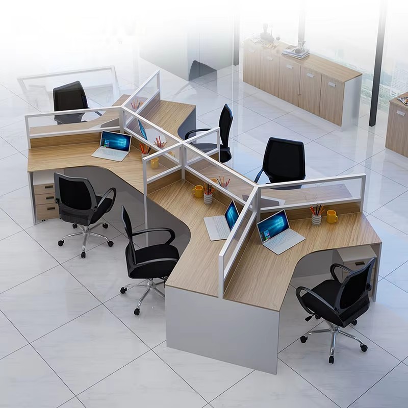 Four person screen office desk