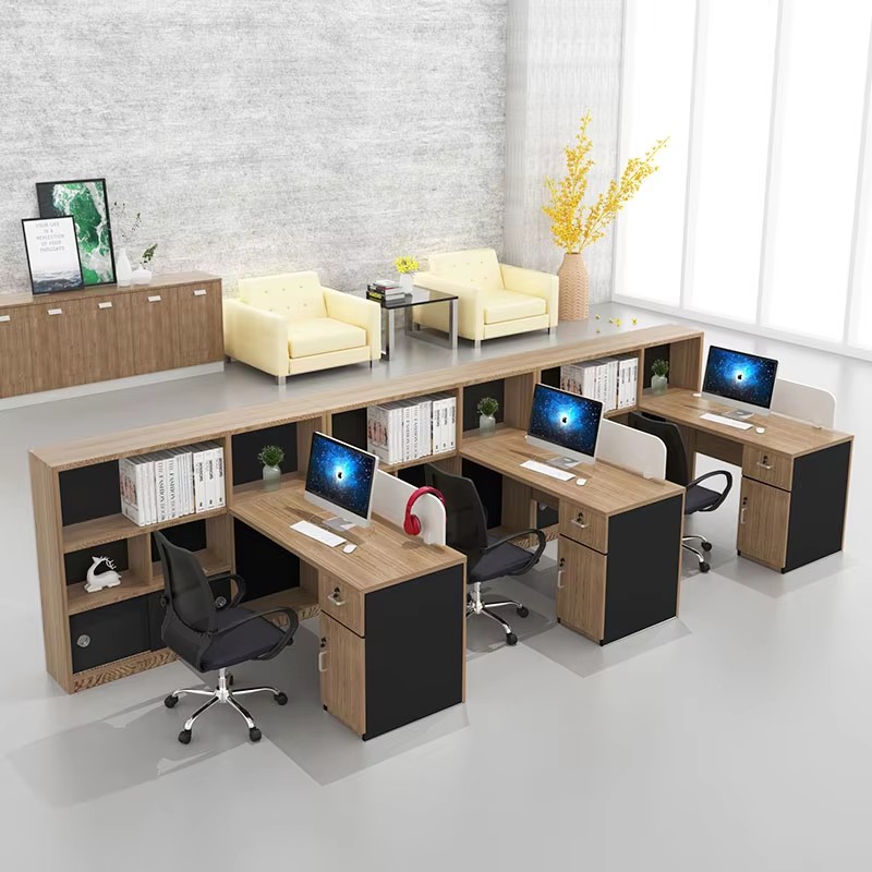 Three person open plan office desk