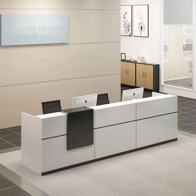 modern front reception desk black white front counter