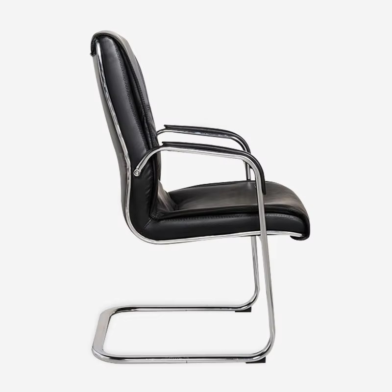 Professional Black Leather Office Chair with Metal Frame