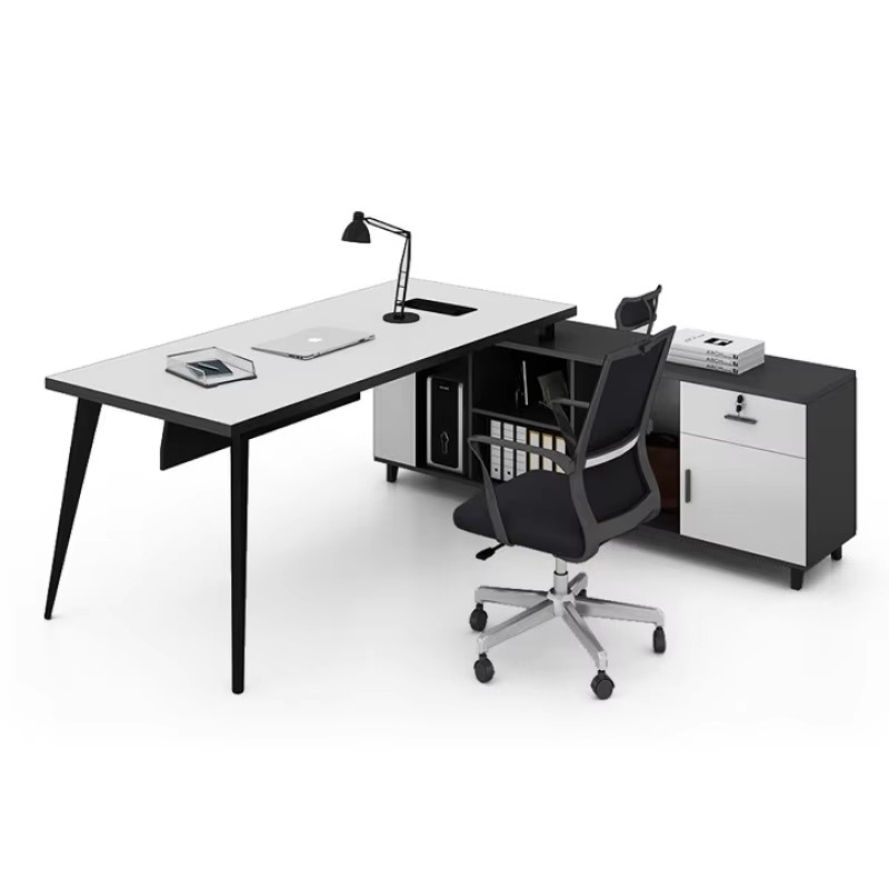 minimalist manager office desk with cabinet