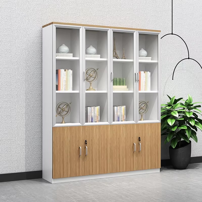 4 columns of modern office wooden storage cabinets