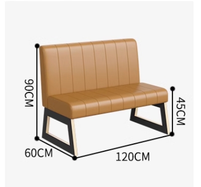 A modern booth seat with a sleek leather finish,  combining durability with contemporary design.