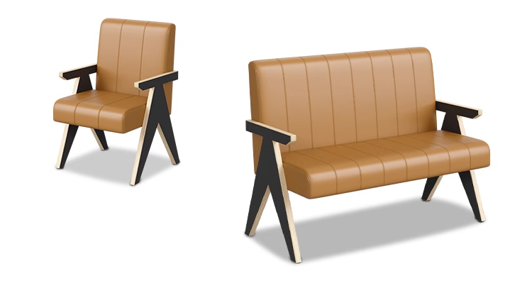 Stylish PU leather chairs and sofas with durable construction and modern aesthetics for commercial dining areas