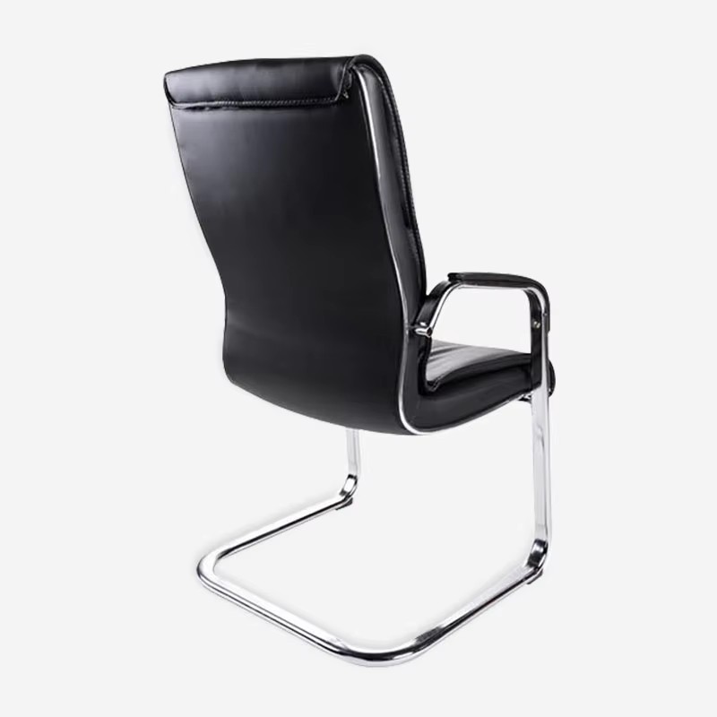 Contemporary Black Leather Office Chair with Chrome Frame