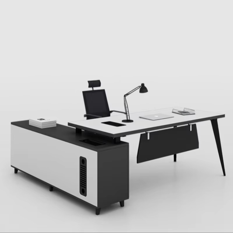 modern executive desk with side storage unit