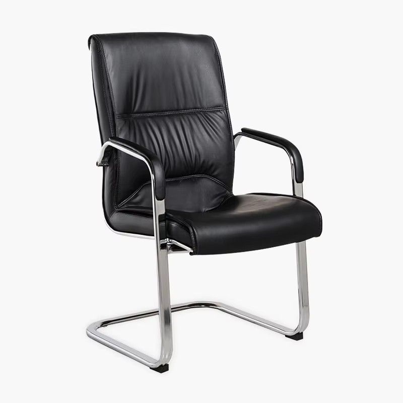 Modern Executive Office Chair with Black Leather Upholstery