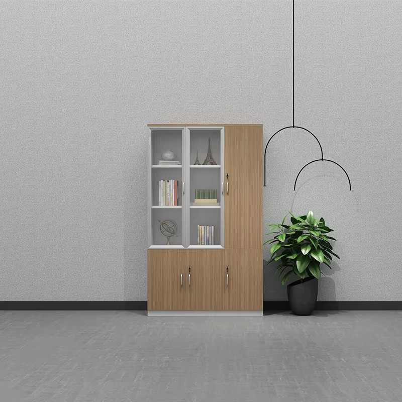 Compact Office Cabinet with Glass Doors