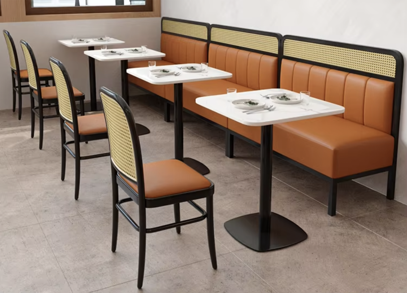 Customized restaurant booth seating with ergonomic support, high-quality materials, and stylish design