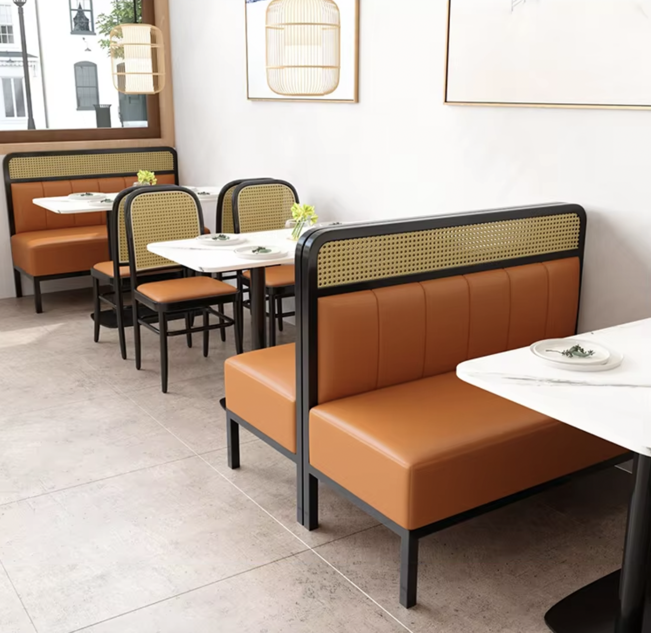 Stylish and durable furniture for cafes and restaurants with custom seating, tables, and design