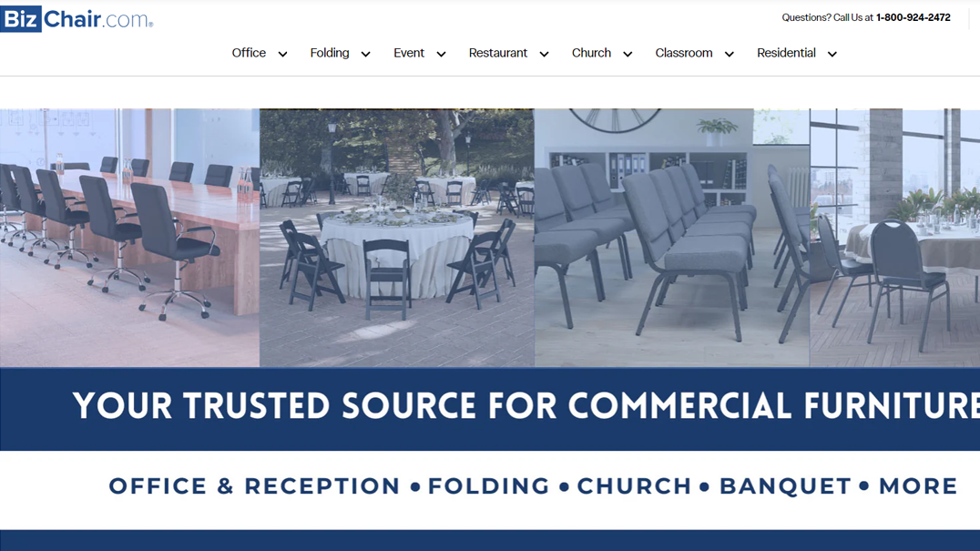 Commercial furniture for office, reception, folding, church, banquet, and more