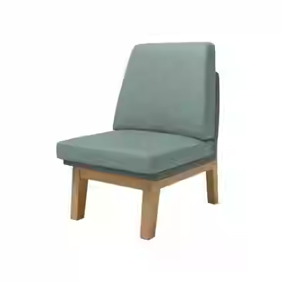 Green cushioned dining chair with a wooden frame, designed for modern cafe and dining interiors.