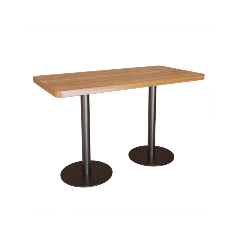 Rectangular Wooden Table with Dual Black Bases