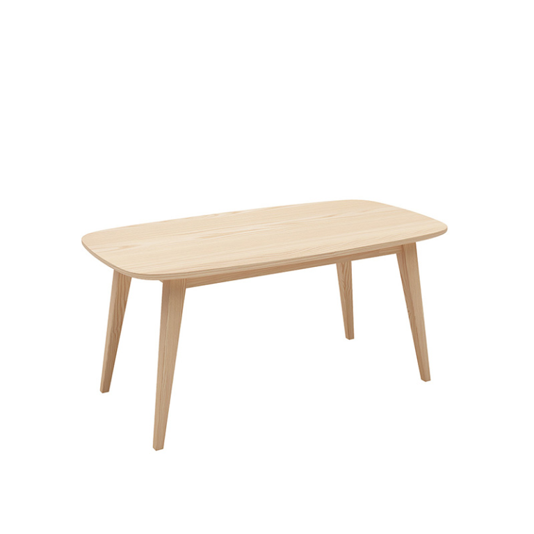 A square wooden table with a light wood finish and a minimalist design, featuring four legs. Perfect for small gatherings or offices.