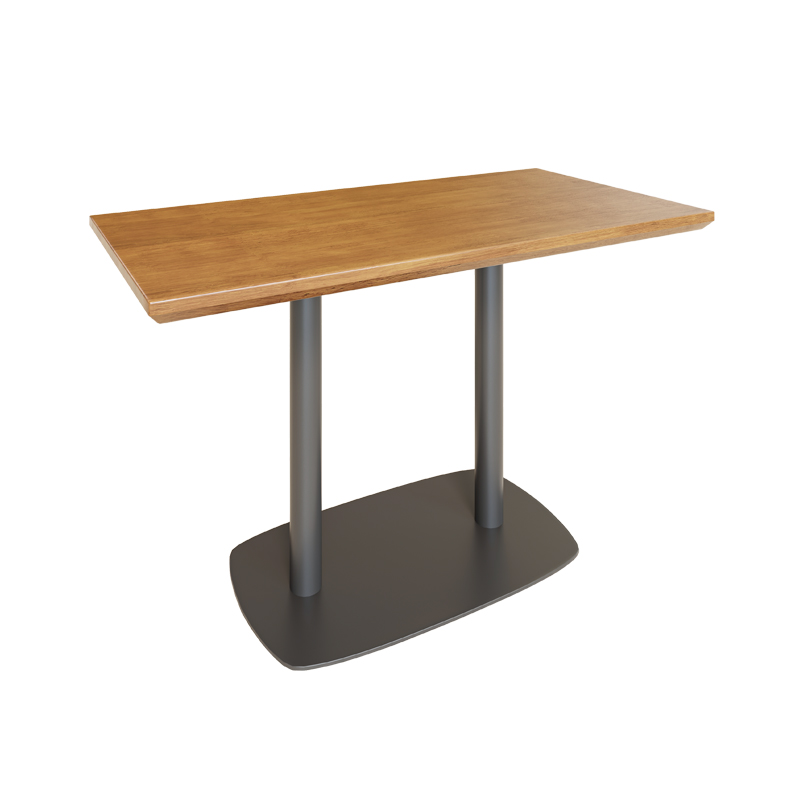 Rectangular wooden table with a metal base, perfect for office spaces or dining areas.